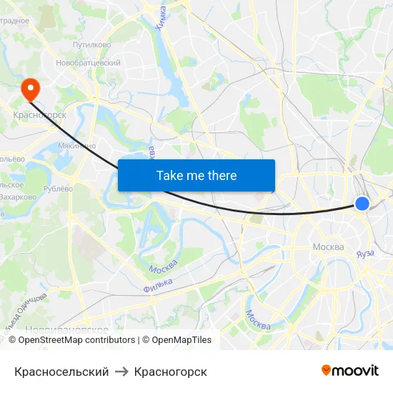 Красносельский to Красногорск map