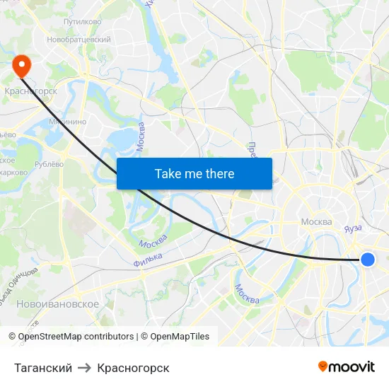 Таганский to Красногорск map