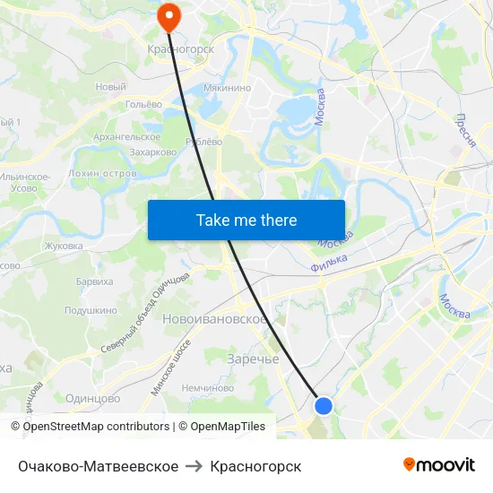 Очаково-Матвеевское to Красногорск map