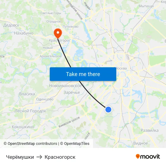 Черёмушки to Красногорск map