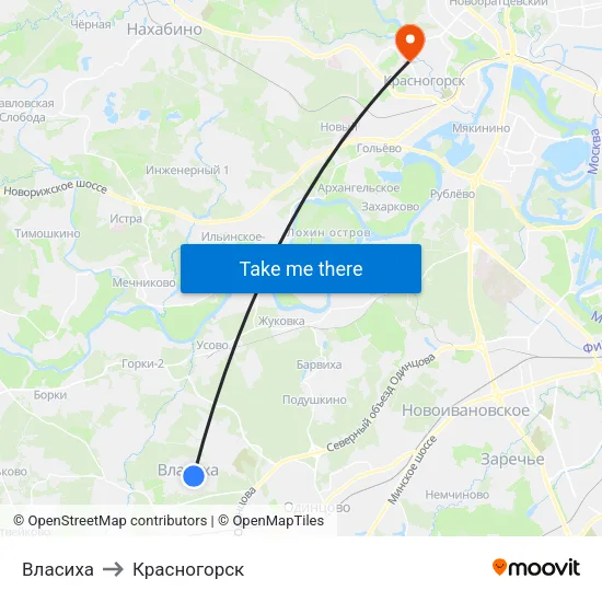 Власиха to Красногорск map