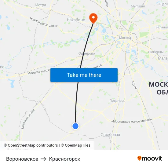 Вороновское to Красногорск map