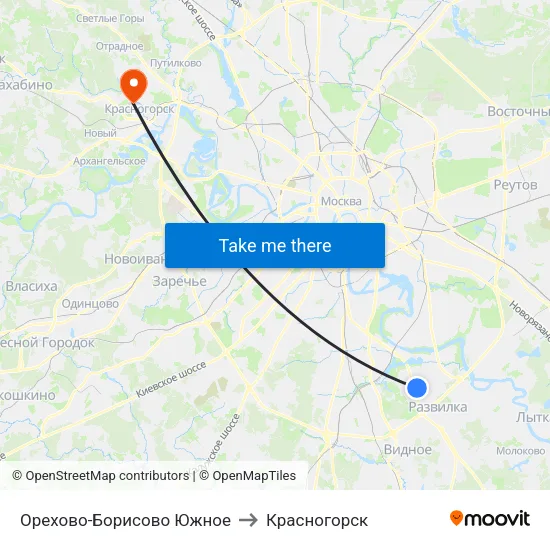 Орехово-Борисово Южное to Красногорск map