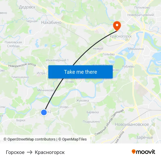 Горское to Красногорск map
