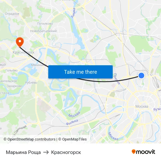 Марьина Роща to Красногорск map