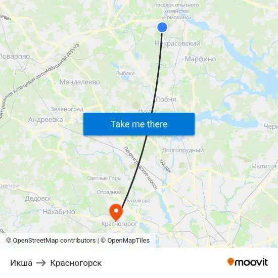 Икша to Красногорск map