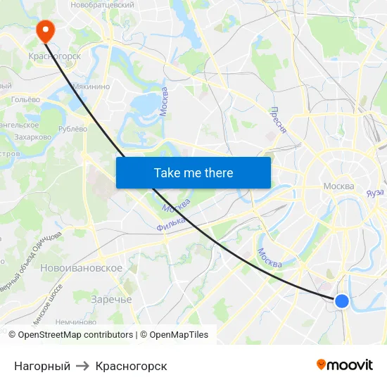 Нагорный to Красногорск map