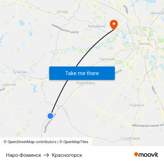 Наро-Фоминск to Красногорск map