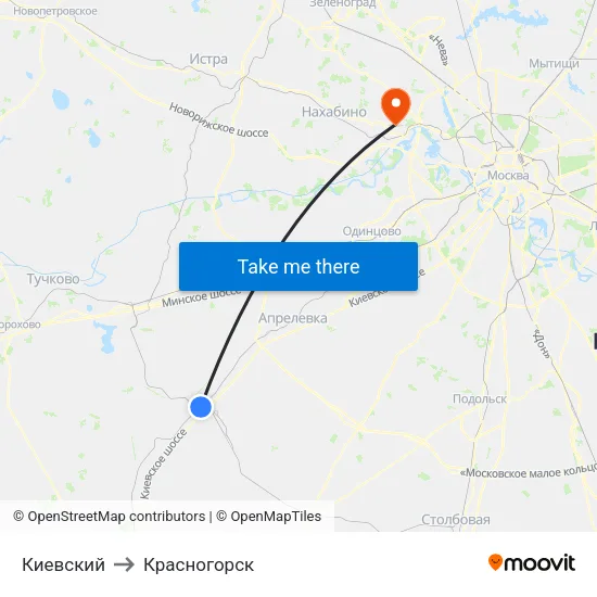 Киевский to Красногорск map