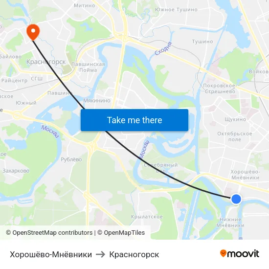 Хорошёво-Мнёвники to Красногорск map
