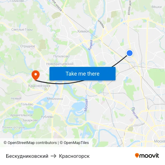 Бескудниковский to Красногорск map