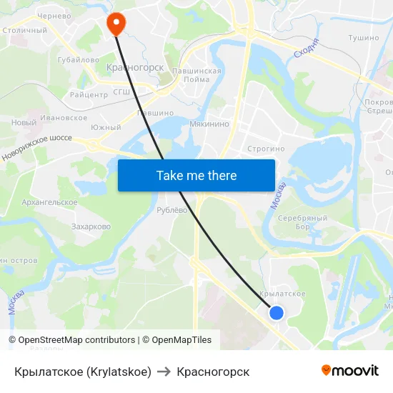 Крылатское (Krylatskoe) to Красногорск map