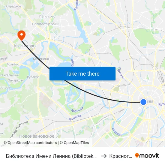 Библиотека Имени Ленина (Biblioteka Imeni Lenina) to Красногорск map