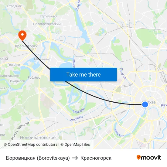 Боровицкая (Borovitskaya) to Красногорск map