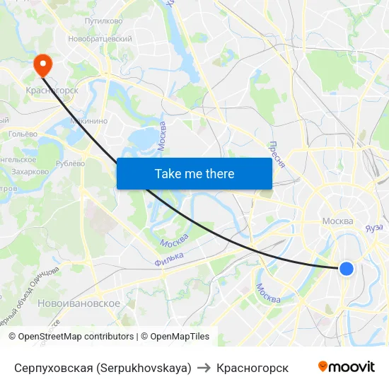 Серпуховская (Serpukhovskaya) to Красногорск map