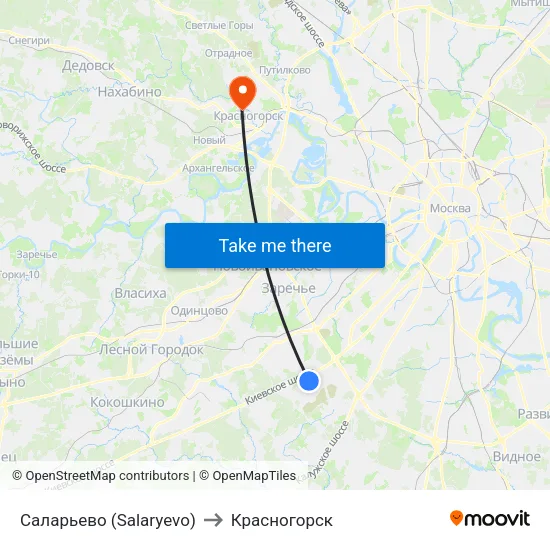 Саларьево (Salaryevo) to Красногорск map