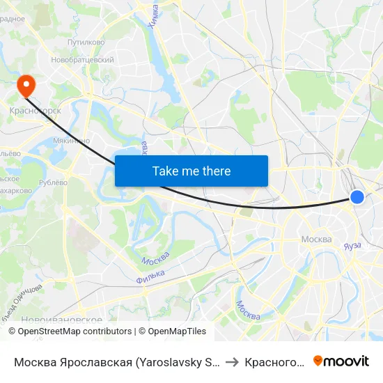 Москва Ярославская (Yaroslavsky Station) to Красногорск map