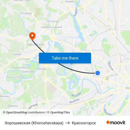 Хорошевская (Khoroshevskaya) to Красногорск map