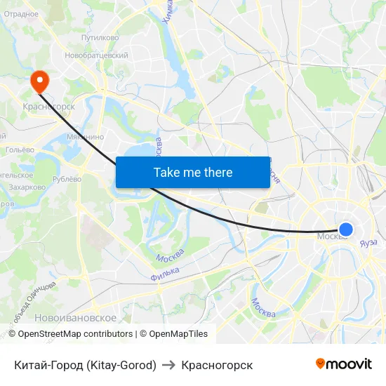 Китай-Город (Kitay-Gorod) to Красногорск map