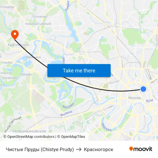 Чистые Пруды (Chistye Prudy) to Красногорск map