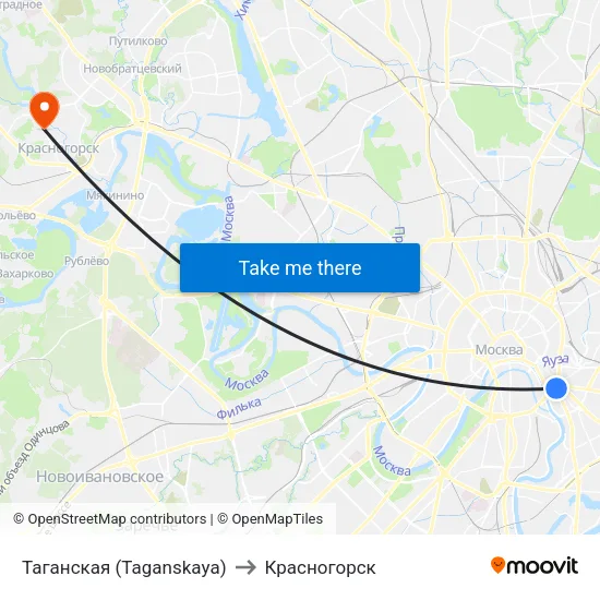 Таганская (Taganskaya) to Красногорск map