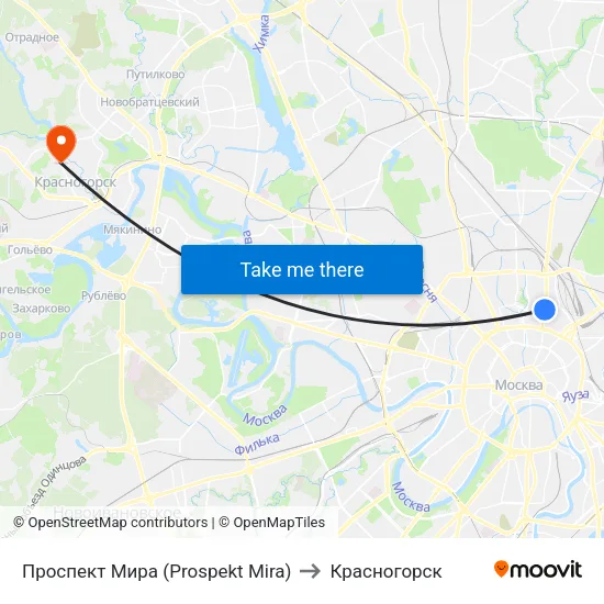 Проспект Мира (Prospekt Mira) to Красногорск map