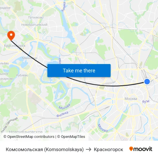 Комсомольская (Komsomolskaya) to Красногорск map