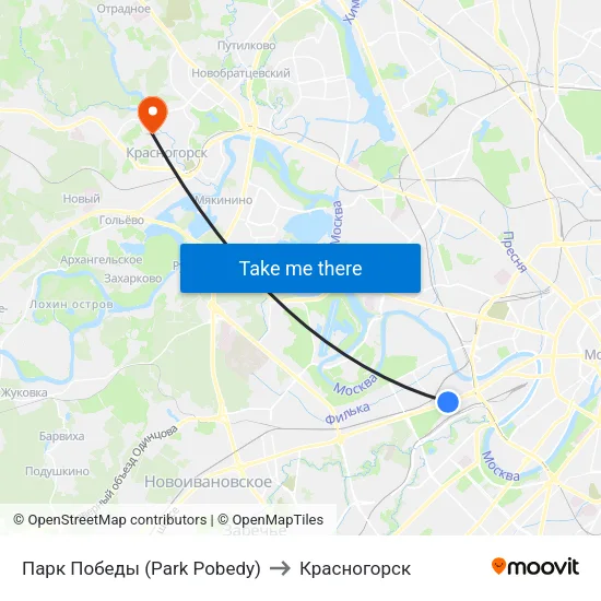 Парк Победы (Park Pobedy) to Красногорск map