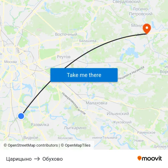 Царицыно to Обухово map