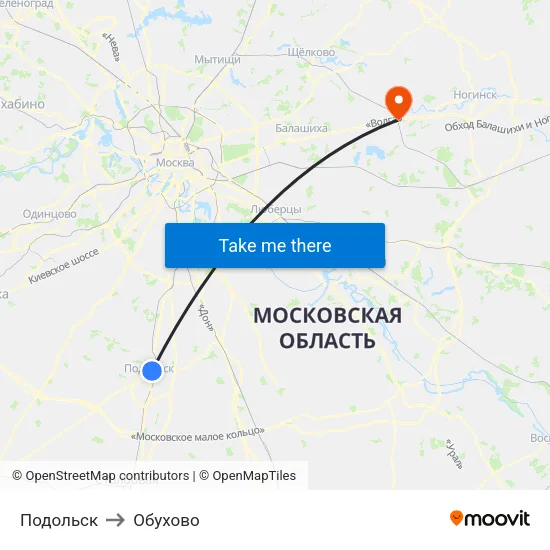 Подольск to Обухово map