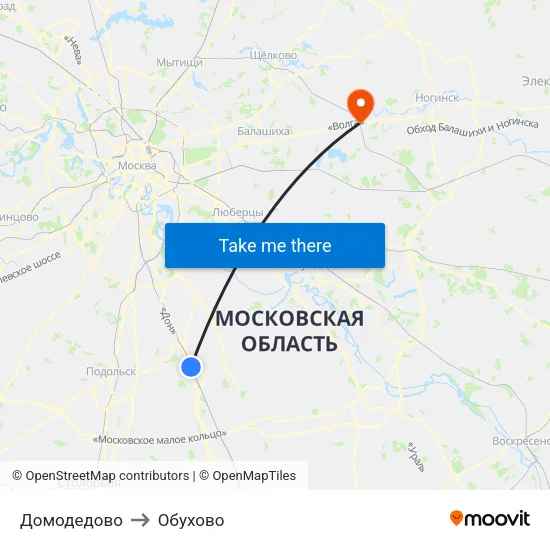 Домодедово to Обухово map