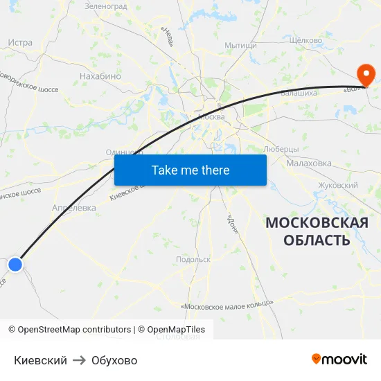 Киевский to Обухово map