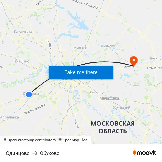 Одинцово to Обухово map