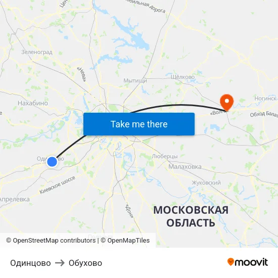 Одинцово to Обухово map