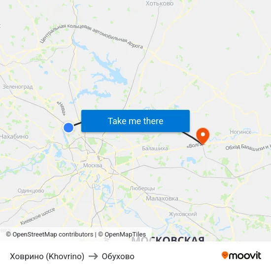 Ховрино (Khovrino) to Обухово map