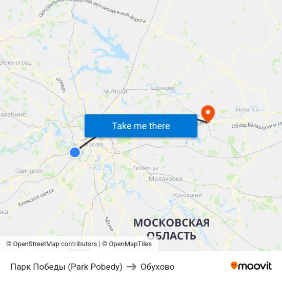 Парк Победы (Park Pobedy) to Обухово map