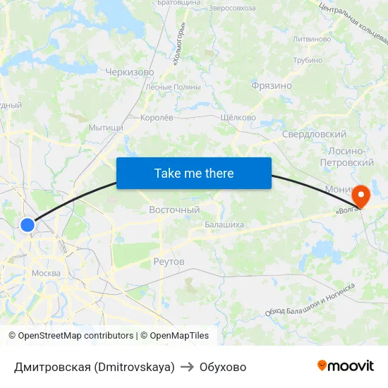 Дмитровская (Dmitrovskaya) to Обухово map