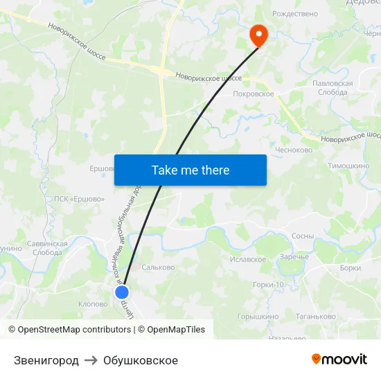 Звенигород to Обушковское map