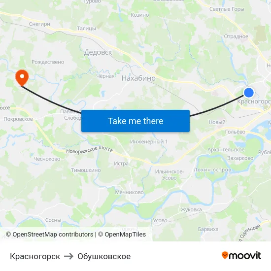 Красногорск to Обушковское map