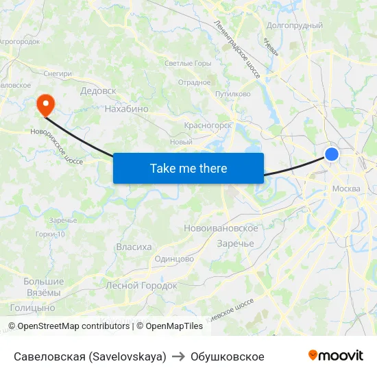 Савеловская (Savelovskaya) to Обушковское map