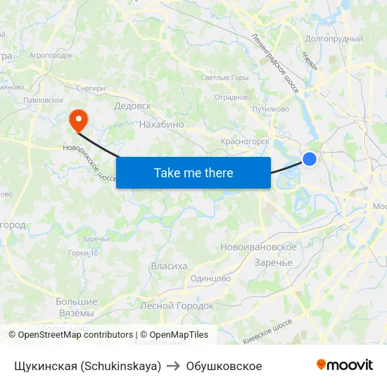 Щукинская (Schukinskaya) to Обушковское map