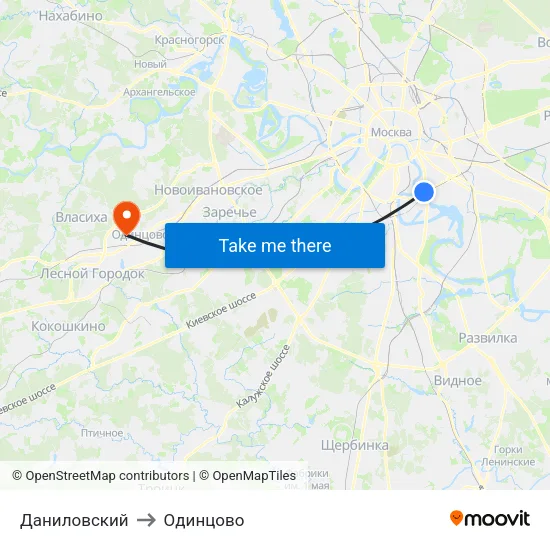 Даниловский to Одинцово map
