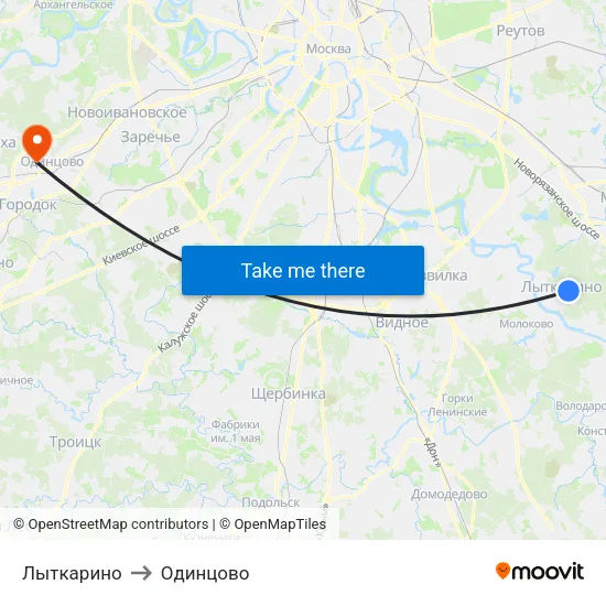 Лыткарино to Одинцово map