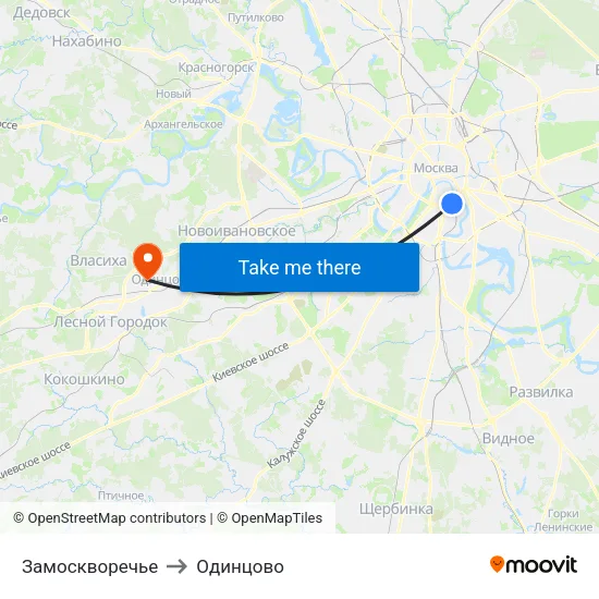 Замоскворечье to Одинцово map