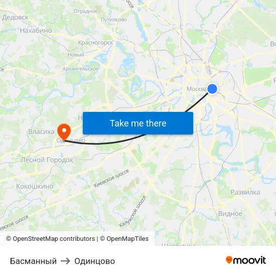 Басманный to Одинцово map