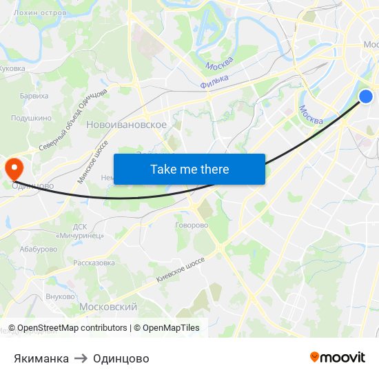 Якиманка to Одинцово map