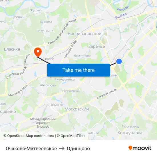 Очаково-Матвеевское to Одинцово map