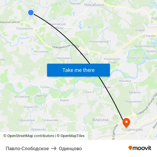 Павло-Слободское to Одинцово map