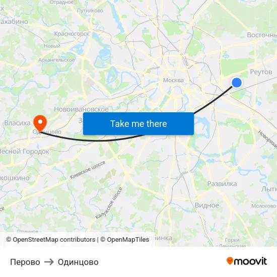 Перово to Одинцово map