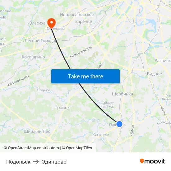 Подольск to Одинцово map